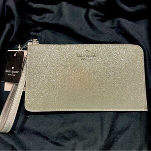 Kate Spade NWT silver glitter wristlet